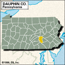 Locator map of Dauphin County, Pennsylvania.