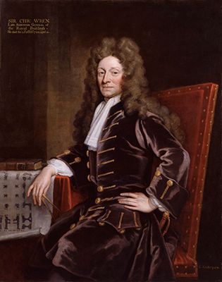 Sir Christopher Wren, detail of an oil painting by Sir Godfrey Kneller, 1711; in the National Portrait Gallery, London.