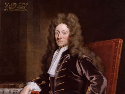 Sir Christopher Wren, detail of an oil painting by Sir Godfrey Kneller, 1711; in the National Portrait Gallery, London.