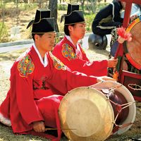 musician playing a changgo