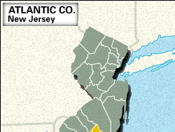 Locator map of Atlantic County, New Jersey.