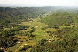 ridge-and-valley topography