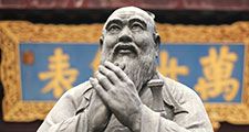 Confucius statue at a Confucian Temple in Shanghai, China. Confucianism religion