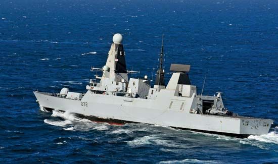 Royal Navy destroyer HMS Daring in the Persian Gulf, 2012.