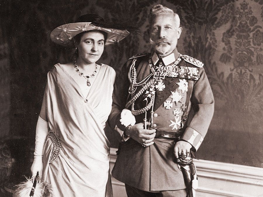 William II and Hermine Reuss of Greiz on their wedding day, November 9, 1922.