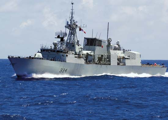 The Canadian Halifax-class frigate HMCS Regina, 2008.