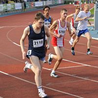 Runners competing at 800 m during the Special Olympics European Summer Games in Warsaw. Photo taken on: September 20, 2010 in Warsaw, Poland