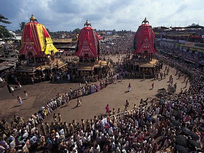 The Chariot Festival of the Jagannatha temple, Puri, Orissa, India.