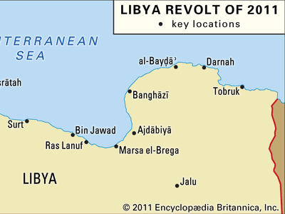 key locations of the 2011 revolt in Libya