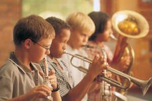 Children playing musical instruments.