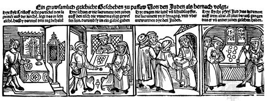 German broadsheet: “Profanation of the Host by Jews at Passau, 1477”