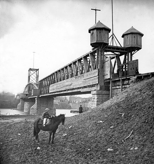 fortified Union railroad bridge, Nashville, Tennessee, 1864.