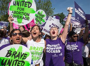 abortion rights activists celebrating the Whole Woman's Health v. Hellerstedt decision