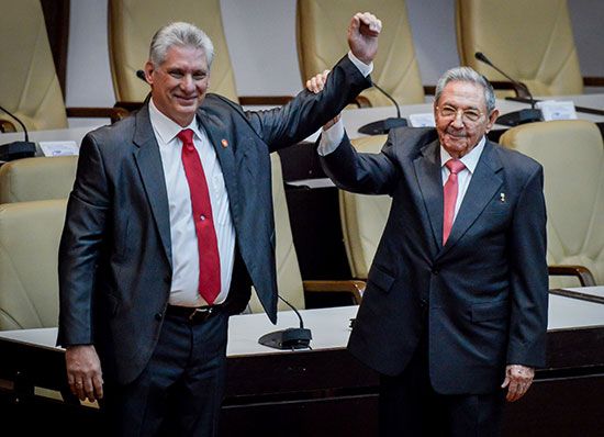 Miguel Díaz-Canel and Raúl Castro