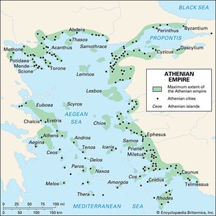 Athenian empire at its greatest extent