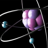 Atom illustration. Electrons chemistry physics matter neutron proton nucleus