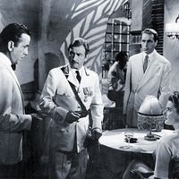 (From left) Humphrey Bogart, Claude Rains, Paul Henreid, and Ingrid Bergman in "Casablanca" (1942), directed by Michael Curtiz.