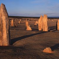 Limestone pinnacles in Nambung National Park, southwestern Western Australia.