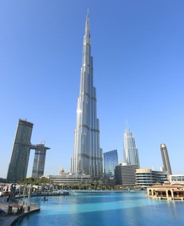 Burj Khalifa (formerly called Burj Dubai), the world's tallest building, opened in 2010. Photo dated 2019. Dubai, United Arab Emirates. (Dubayy)