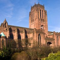 The Anglican Cathedral in the City of Liverpool in North West England