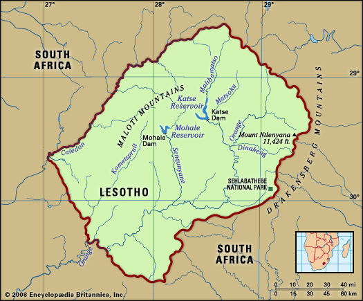 Physical features of Lesotho