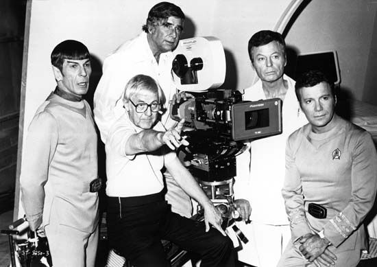 Gene Roddenberry, Robert Wise, Leonard Nimoy, DeForest Kelley, and William Shatner