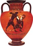 Exekias: Greek amphora depicting Achilles slaying Penthesilea