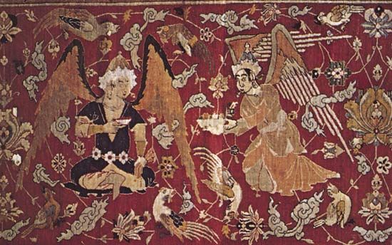 Persian silk hunting carpet