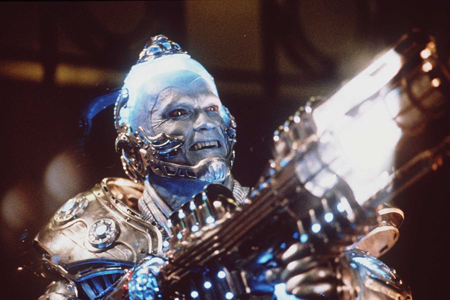 Publicity still of Arnold Schwarzenegger as Dr. Victor Fries/Mr. Freeze in the 1997 film Batman & Robin, directed by Joel Schumacher.