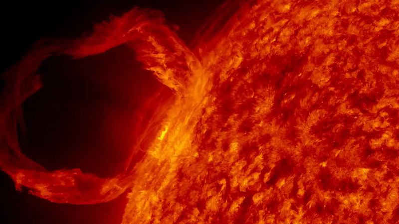 Take a look at an erupting solar prominence as observed by the Solar Dynamics Observatory satellite on March 30, 2010