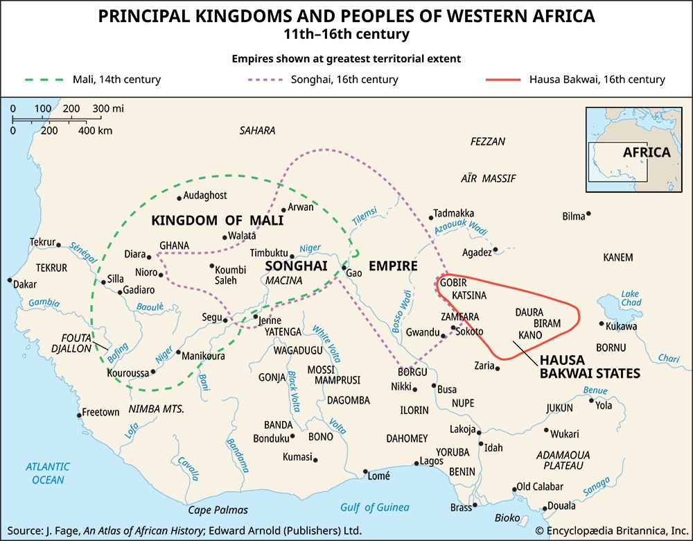 Principal kingdoms and peoples of western Africa, 11th–16th century