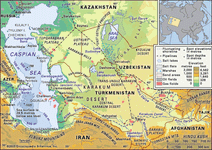 Caspian Sea and Karakum Desert