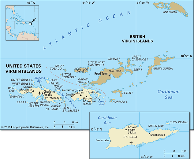 U.S. Virgin Islands pol/phy map