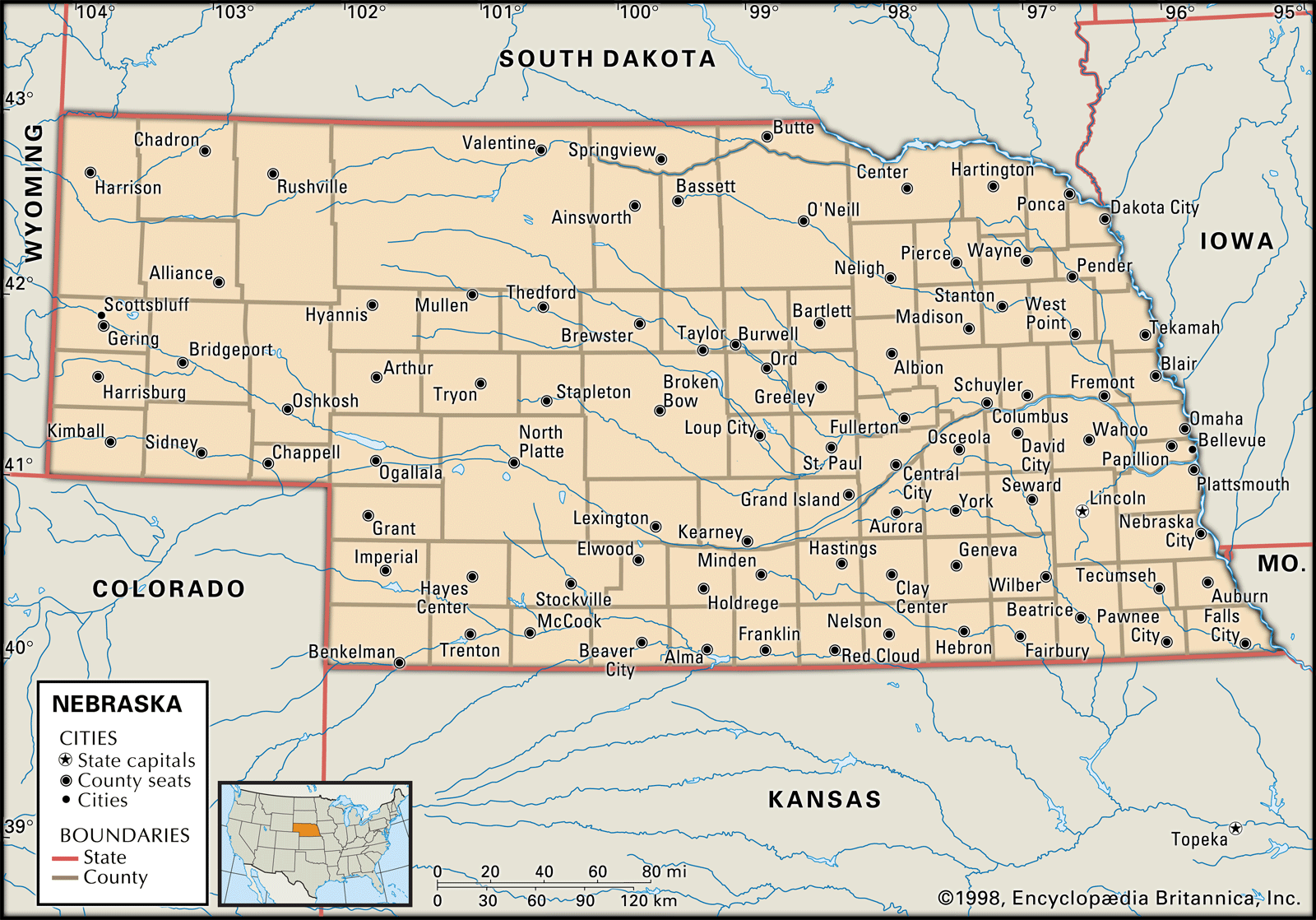 map of Nebraska