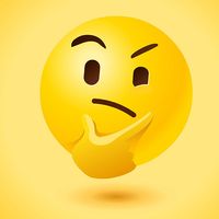 Yellow thinking face emoji icon.