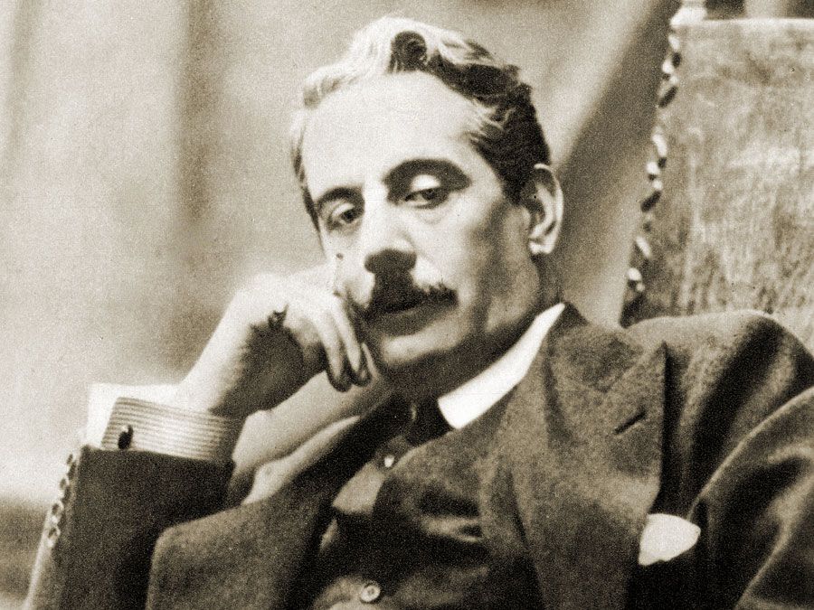 Italian composer Giacomo Puccini, circa 1900. Giacomo Puccini, opera Madama Butterfly (Madame Butterfly).