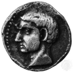 Silver coin from Carthago Nova, believed to be a portrait of Scipio Africanus the Elder; in the Royal Collection of Coins and Medals, National Museum, Copenhagen.