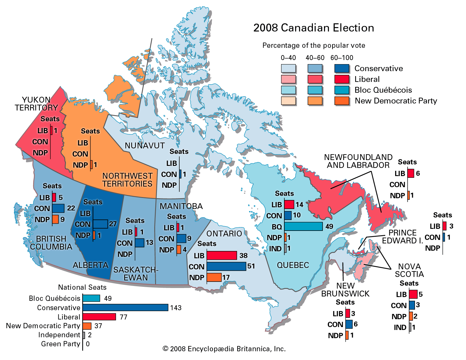 2008 Canadian federal election results