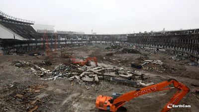 See the destruction of Yankee Stadium and the building of Heritage Field in its place