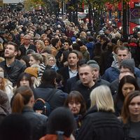 Shoppers crowd London's Oxford Street (main retail district) on 'Black Friday' discount day in the lead up to Christmas