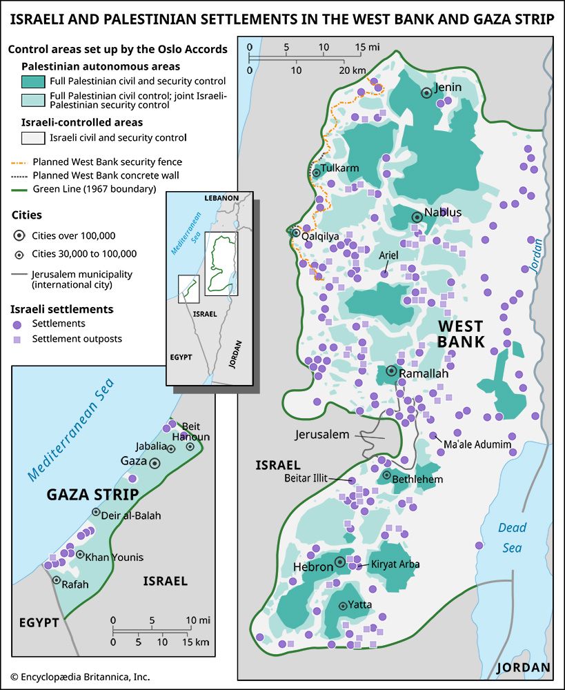 Israeli and Palestinian settlements in the West Bank and Gaza Strip (1995)