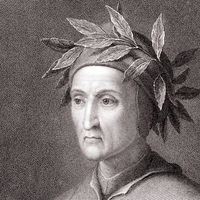 Dante Alighieri (1265-1321), Italian poet. The author of Divina Commedia (Divine Comedy), the great Italian epic poem which tells the story of Dante's journey through hell, purgatory and heaven, the three realms of the dead.