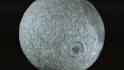 Look at the 3D map of the Moon as taken by the Clementine spacecraft