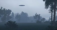 Ufo, alien, space over trees.