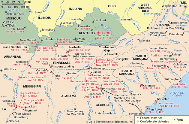 American Civil War: western and Carolina campaigns