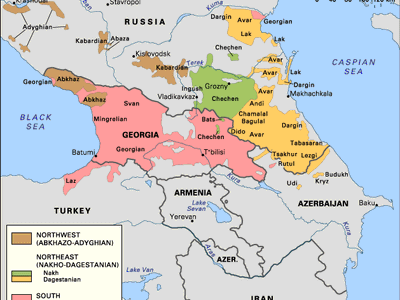 Distribution of the Caucasian languages