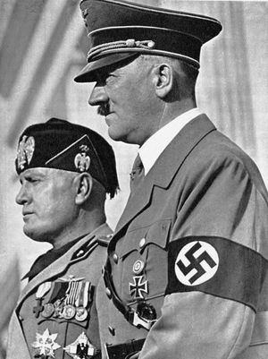 Axis leaders Adolf Hitler and Benito Mussolini