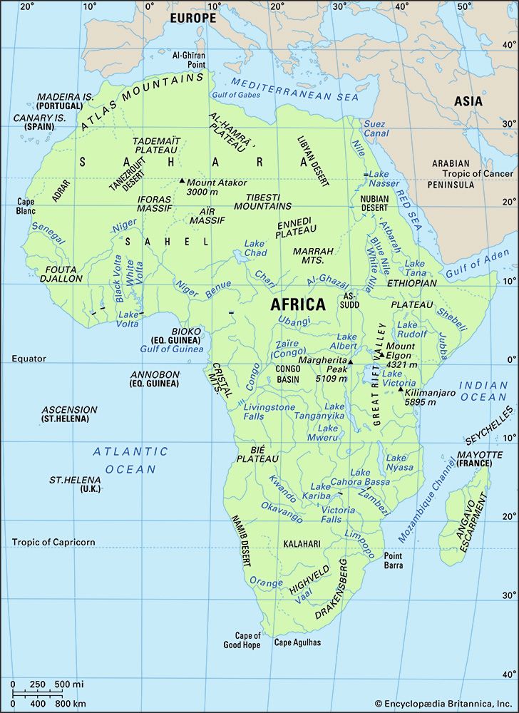 Physical regions of Africa