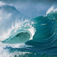 Waves, North Shore of Oahu, Hawaiian Islands, United States.