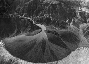 Alluvial fan at the mouth of Copper Canyon, Death Valley, California, an area of internal drainage.